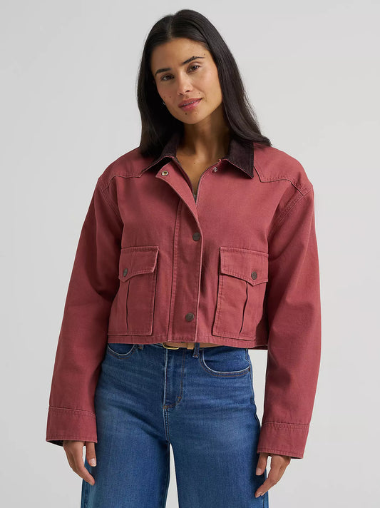 Wrangler Women's Western Cropped Utility Jacket in Rose