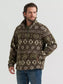 Wrangler Men's Hay Away Sherpa Quarter-Zip Pullover in Black Olive