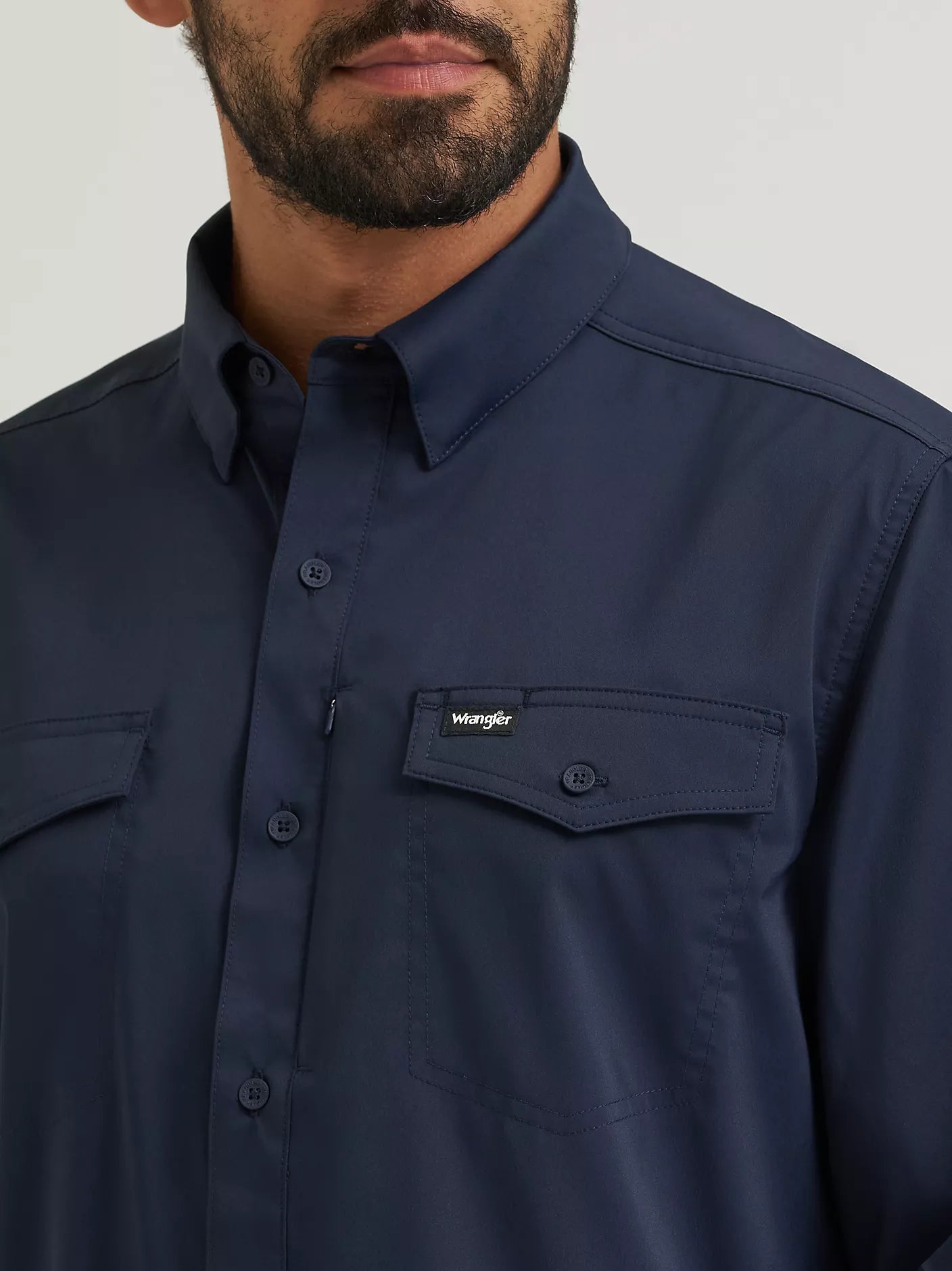 Wrangler All Terrain Gear Men's Live-In Solid Shirt in Dark Sapphire