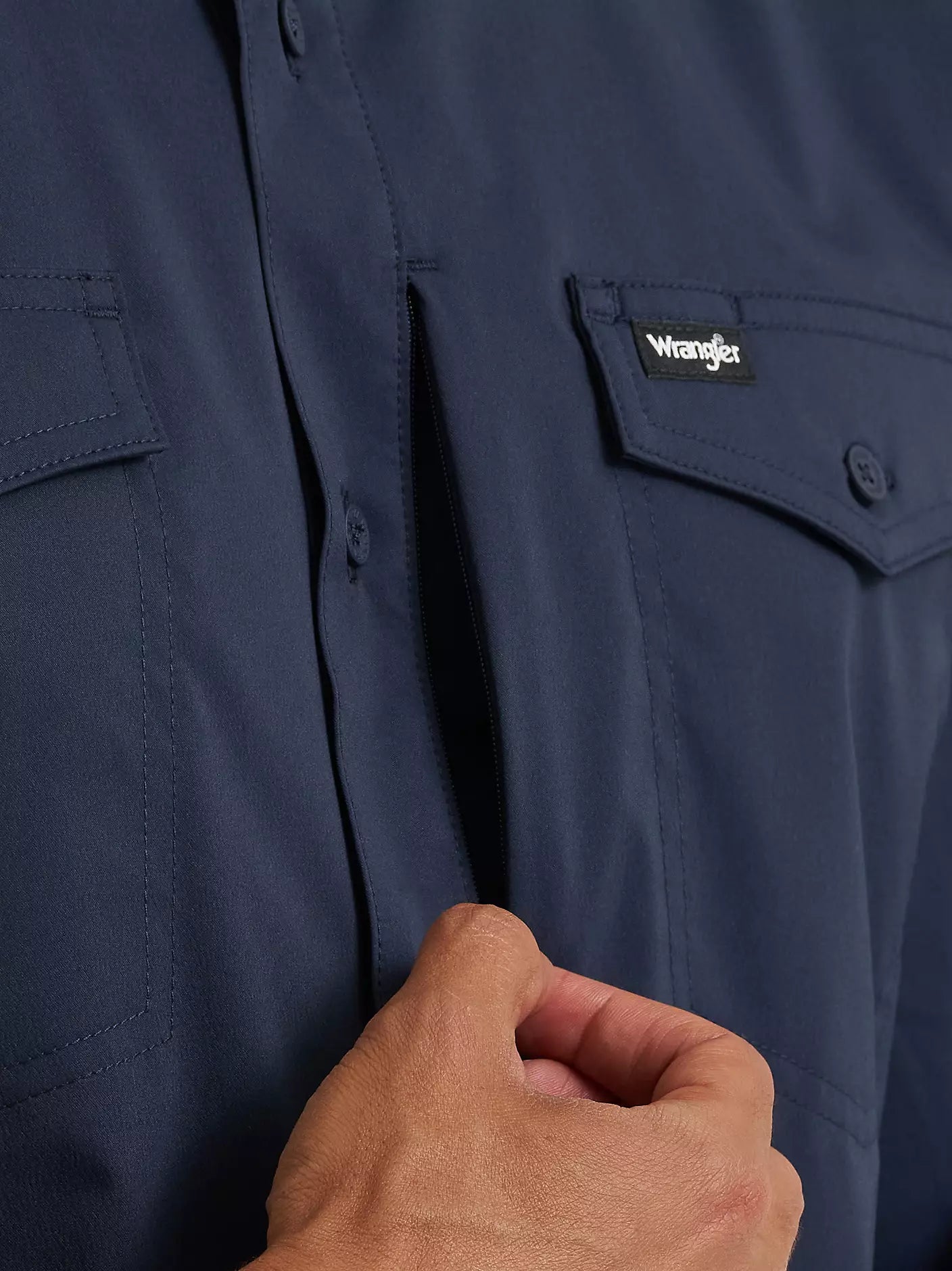 Wrangler All Terrain Gear Men's Live-In Solid Shirt in Dark Sapphire
