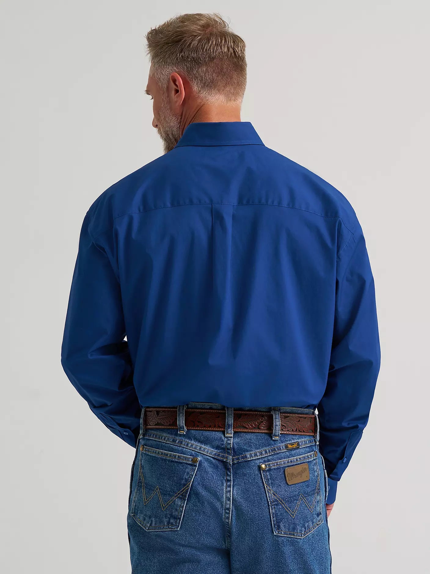 Wrangler® George Strait™ Solid One Pocket Button Down Shirt in Blue Creek