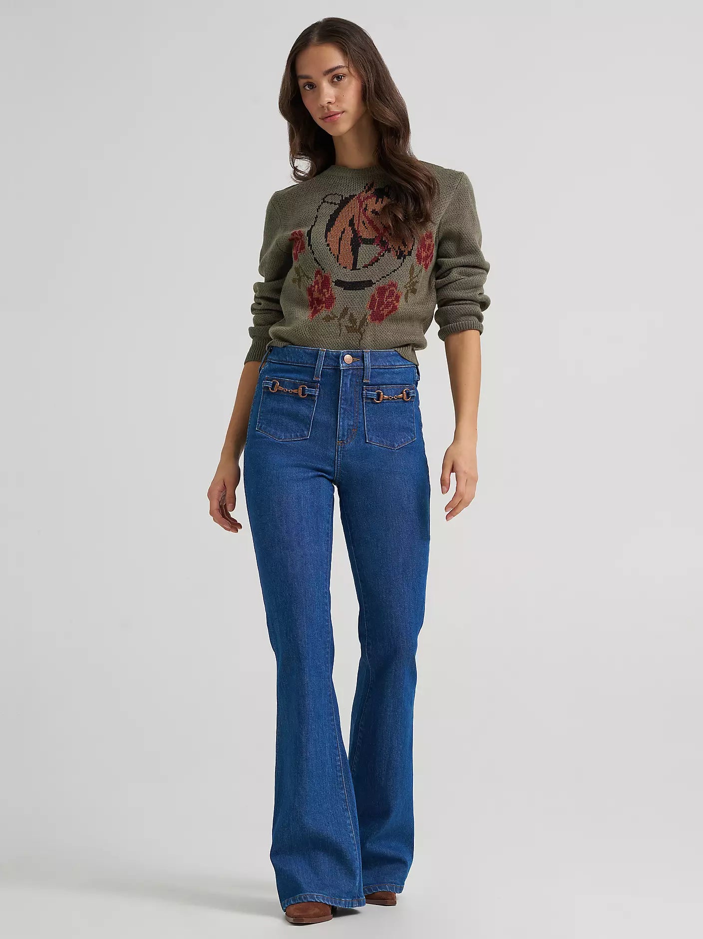 Wrangler Stay A While Sweater in Horseshoe Green