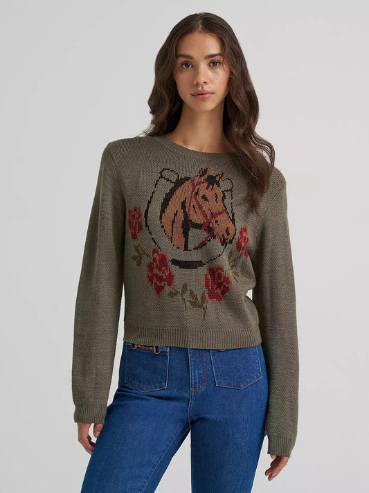 Wrangler Stay A While Sweater in Horseshoe Green