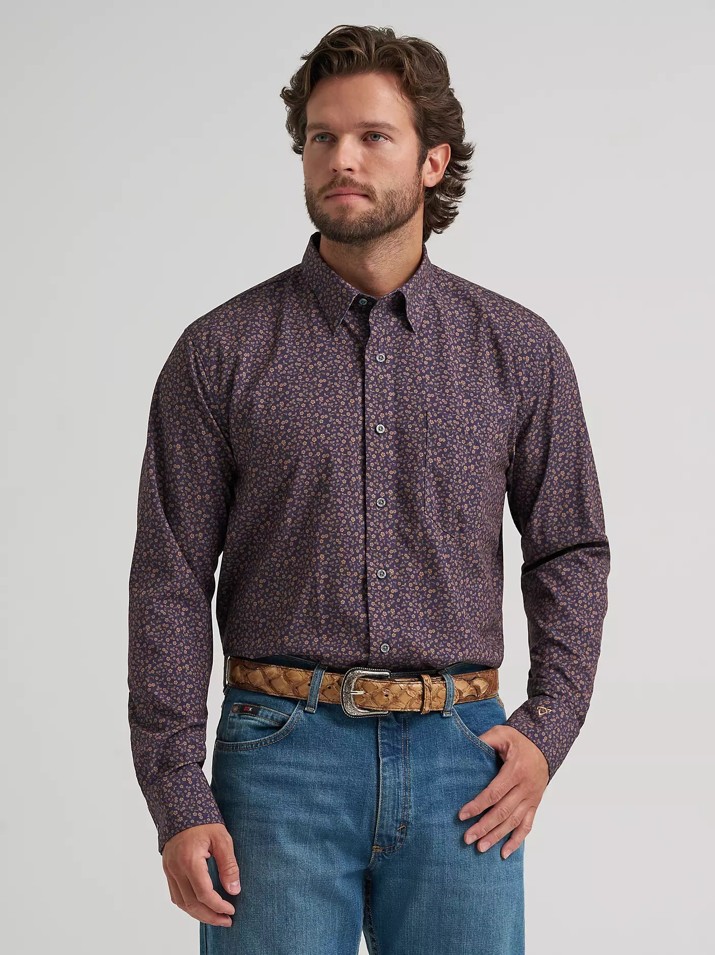 Wrangler Cody Johnson Performance Button Down Shirt in Navy Floral