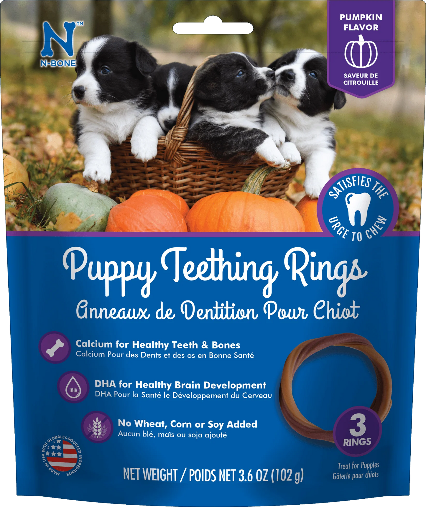 N-Bone Puppy Teething Rings-Pumpkin Flavor
