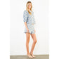 Embroidered Floral Scallop Hem Shorts