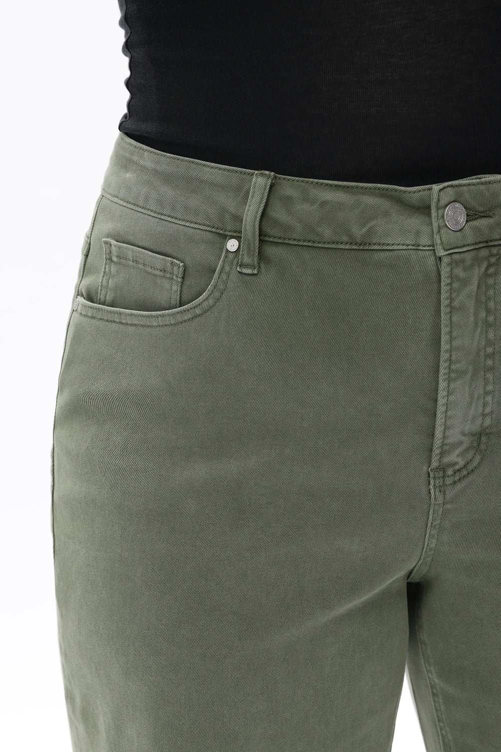 Bayeas Mid Rise Relaxed Cropped Straight Leg Pants in Green