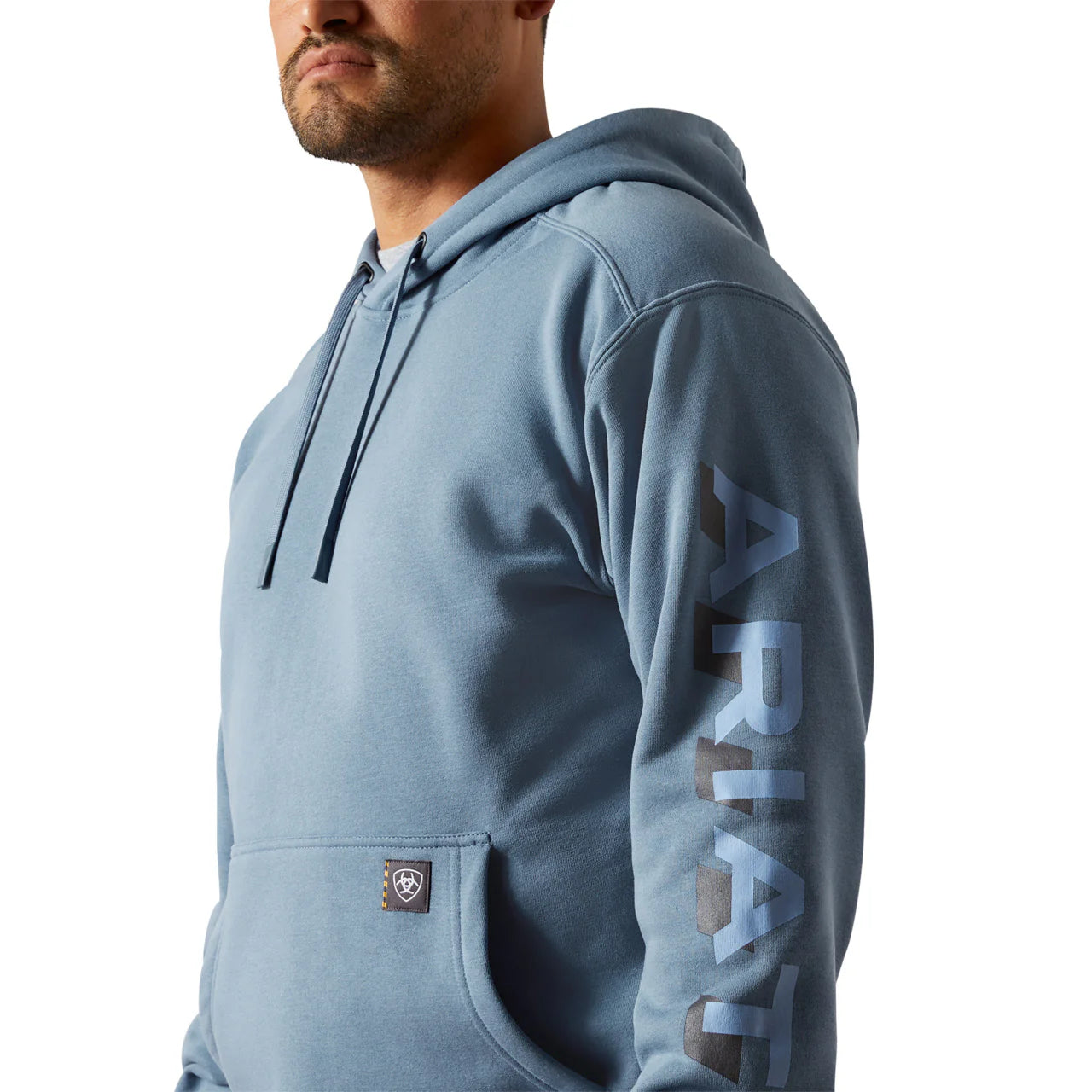 Ariat Rebar Lightweight Logo Hoodie in Moonlight Blue