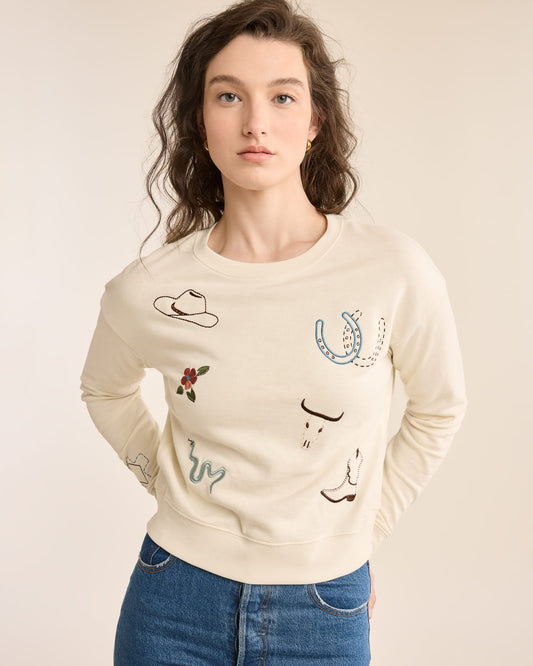 Pendleton Women's Ivory Souvenir French Terry Crewneck