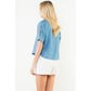Short Sleeve Cutout Denim Top