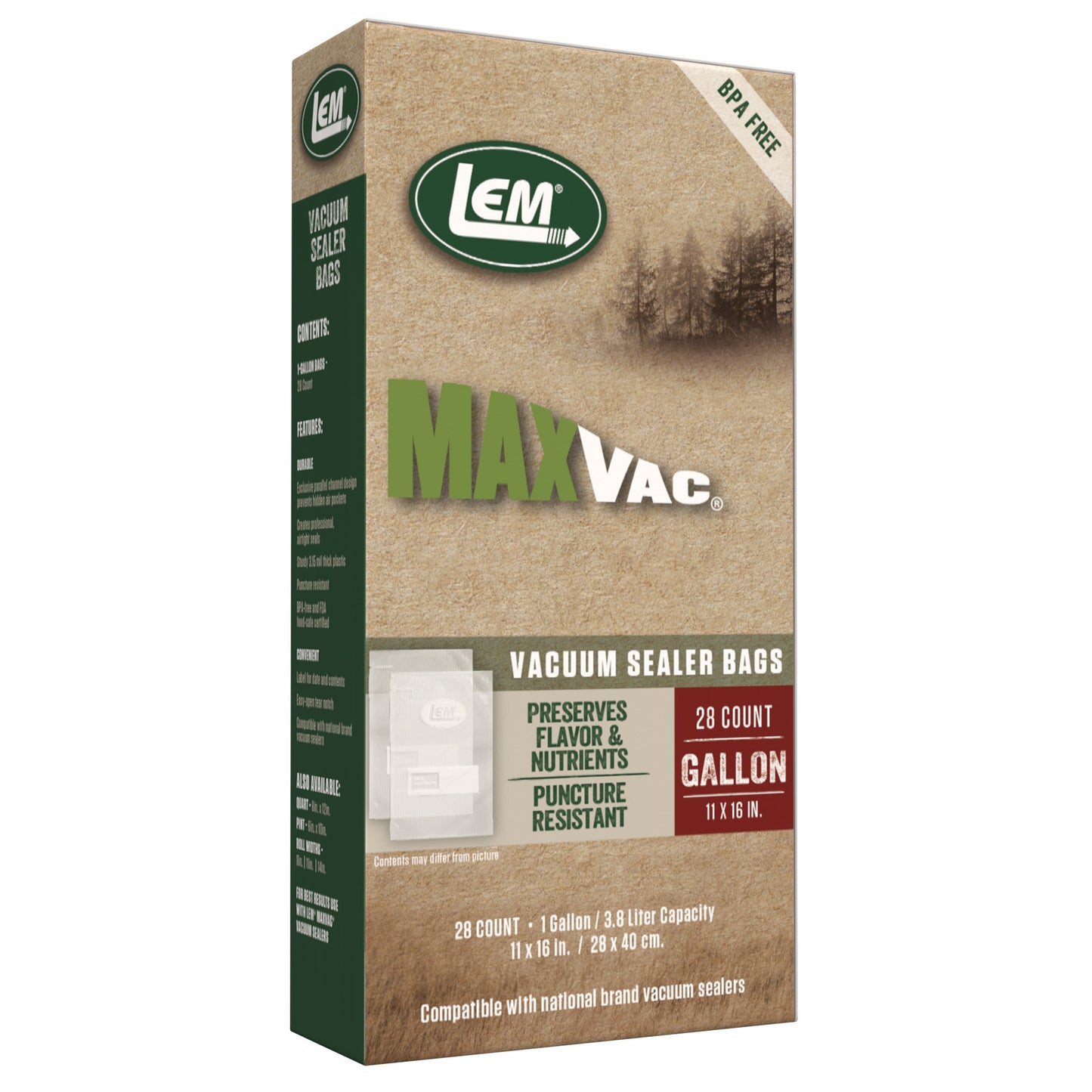 MaxVac® Gallon Vacuum Bags - 11" x 16"