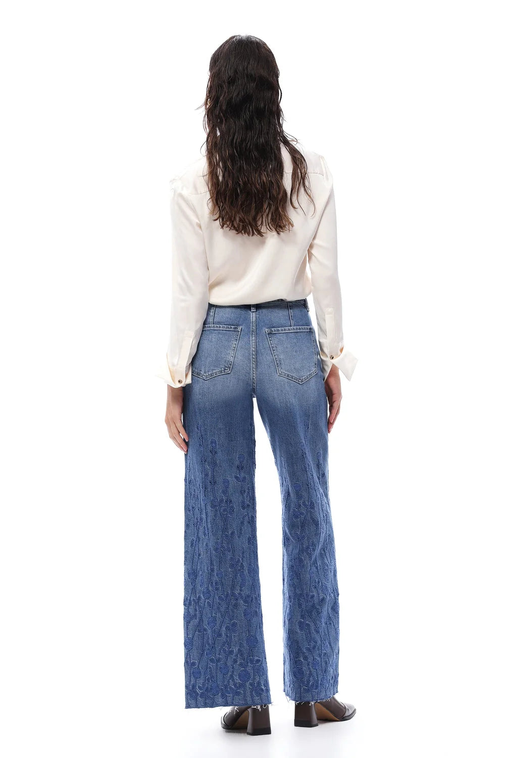 Bayeas High Rise Embroidered Wide Leg Jeans