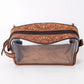 American Darling Clear Western Toiletry Bag with Tooled Leather Trim