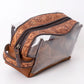 American Darling Clear Western Toiletry Bag with Tooled Leather Trim