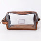 American Darling Clear Western Toiletry Bag with Tooled Leather Trim