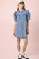Mineral Washed Indigo Button-Down Mini Shirt Dress