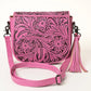 American Darling Hand-Tooled Pink Tassel Crossbody