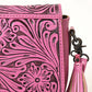 American Darling Hand-Tooled Pink Tassel Crossbody