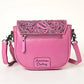 American Darling Hand-Tooled Pink Tassel Crossbody