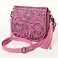 American Darling Hand-Tooled Pink Tassel Crossbody