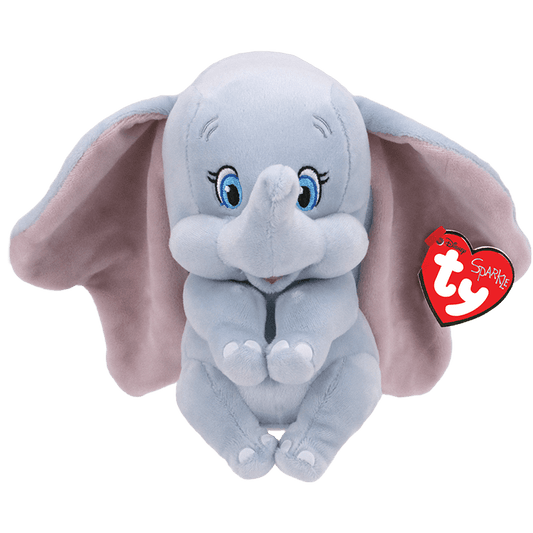 Plush Disney's Dumbo toy with Ty Sparkle tag, on a white background