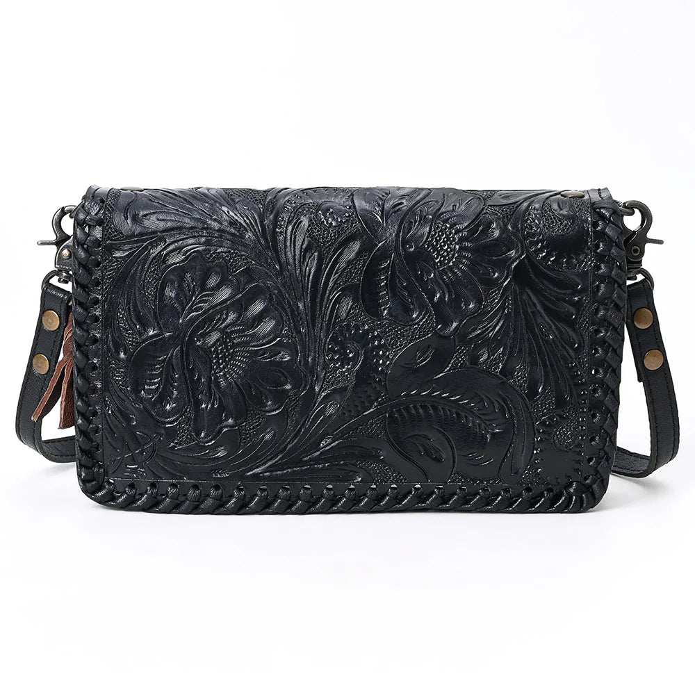 American Darling Black Clutch/Crossbody Genuine Western Leather Bag