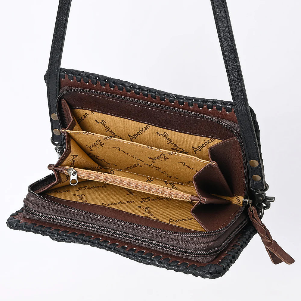 American Darling Black Clutch/Crossbody Genuine Western Leather Bag