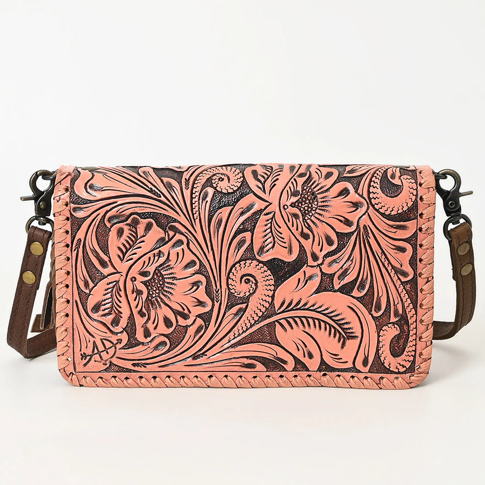 American Darling Coral Pink Clutch/Crossbody Genuine Western Leather Bag