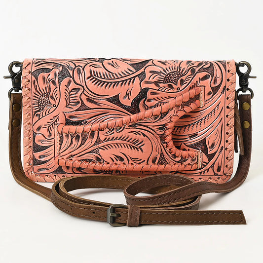 American Darling Coral Pink Clutch/Crossbody Genuine Western Leather Bag