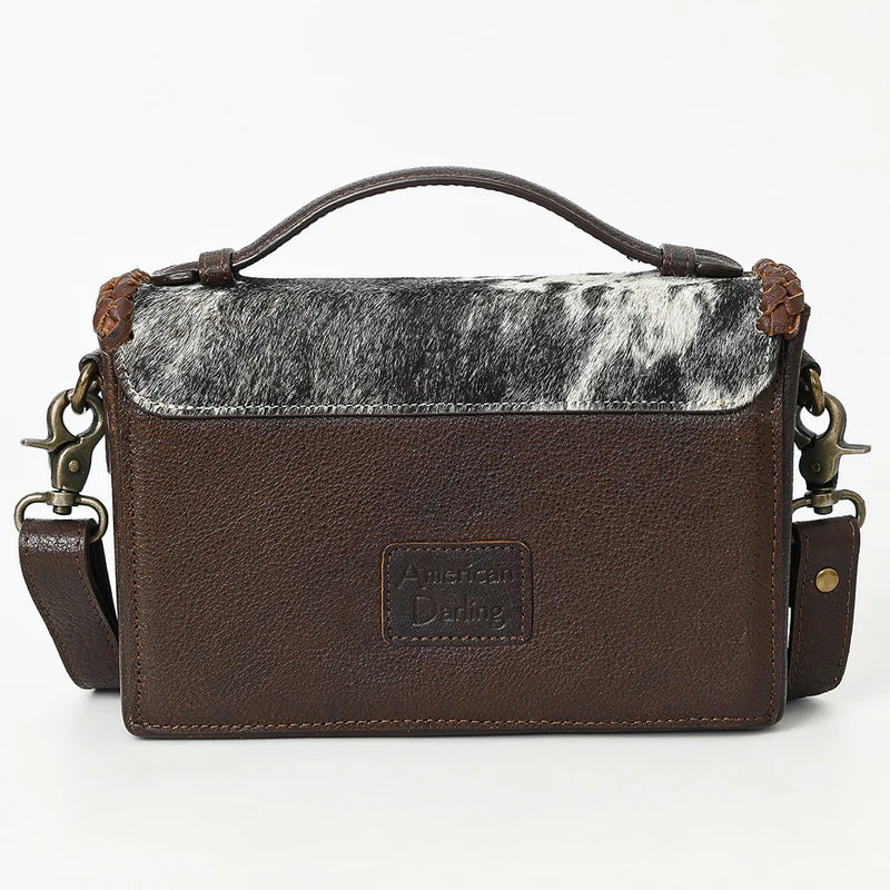 American Darling Hair-On Cowhide Leather Crossbody with Braided Trim & Handle
