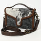 American Darling Hair-On Cowhide Leather Crossbody with Braided Trim & Handle