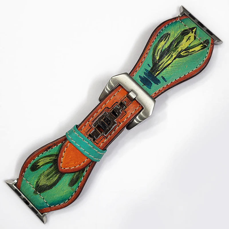 American Darling Cactus Design Leather Apple Watch Band