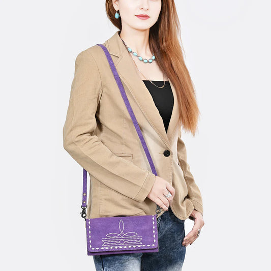 American Darling Western Suede Boot Stitched Crossbody Purse