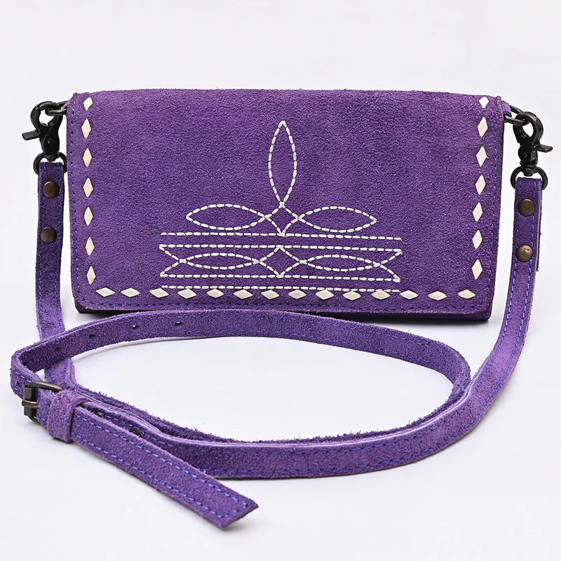 American Darling Western Suede Boot Stitched Crossbody Purse