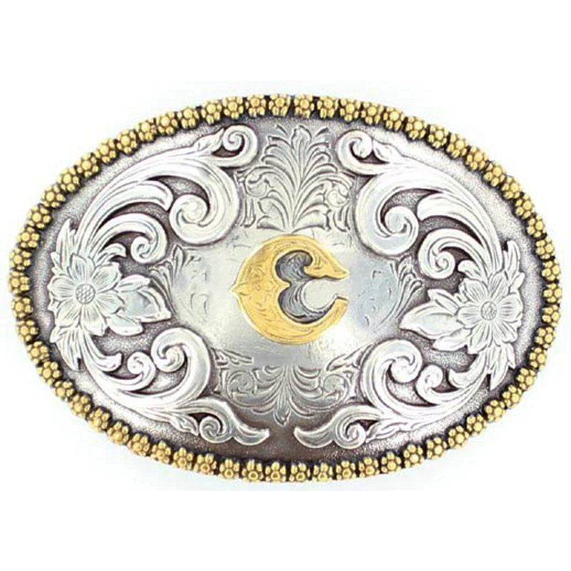 Nocona Oval Initial Belt Buckle- C