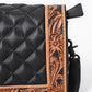 American Darling Black Quilted and Western Floral Tooled Leather Bag