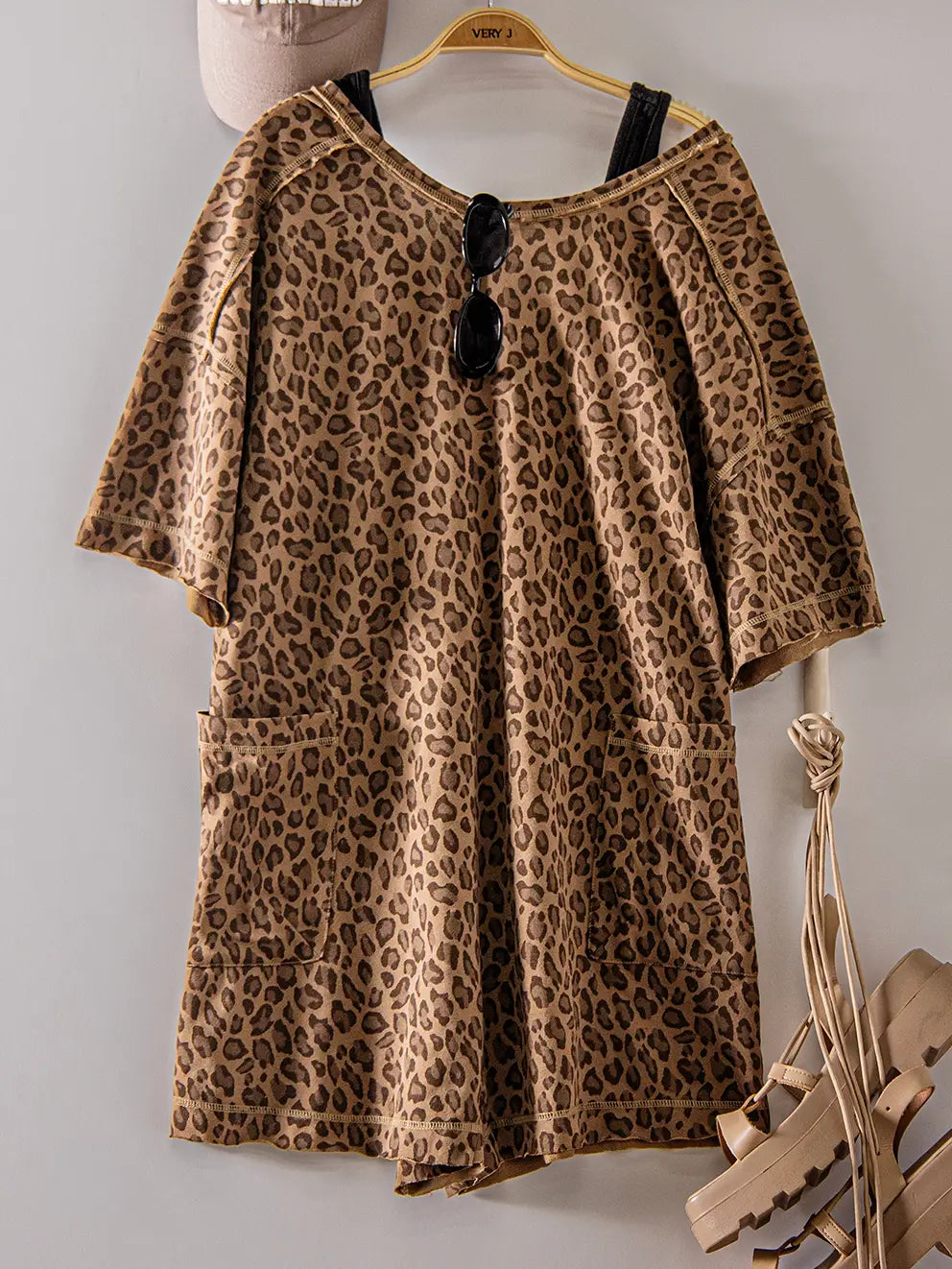 Comfy Leopard Printed Knit Romper