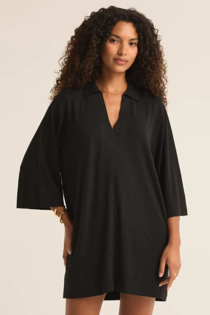 Z Supply Mallory Cover Up Black Mini Dress