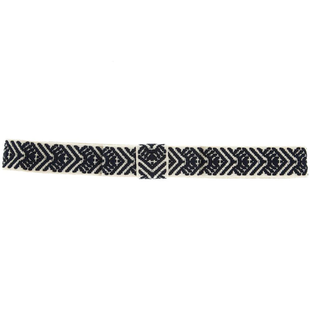 Navy, white, and arrow patterned headband on a white background