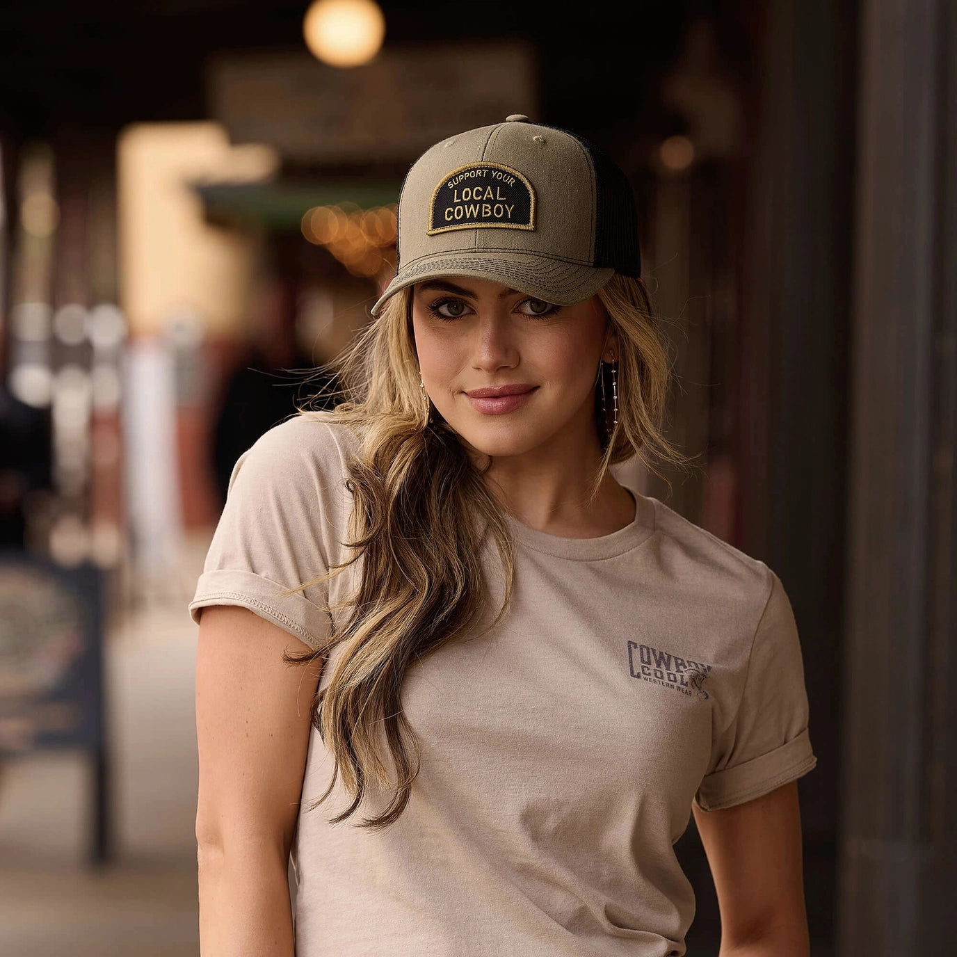 Cowboy Cool Roughrider Tee in Heather Tan