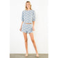 Embroidered Floral Scallop Hem Shorts