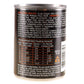 Back of a canned pet food can with guaranteed analysis, ingredients, and feeding amount information.