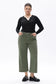 Bayeas Mid Rise Relaxed Cropped Straight Leg Pants in Green