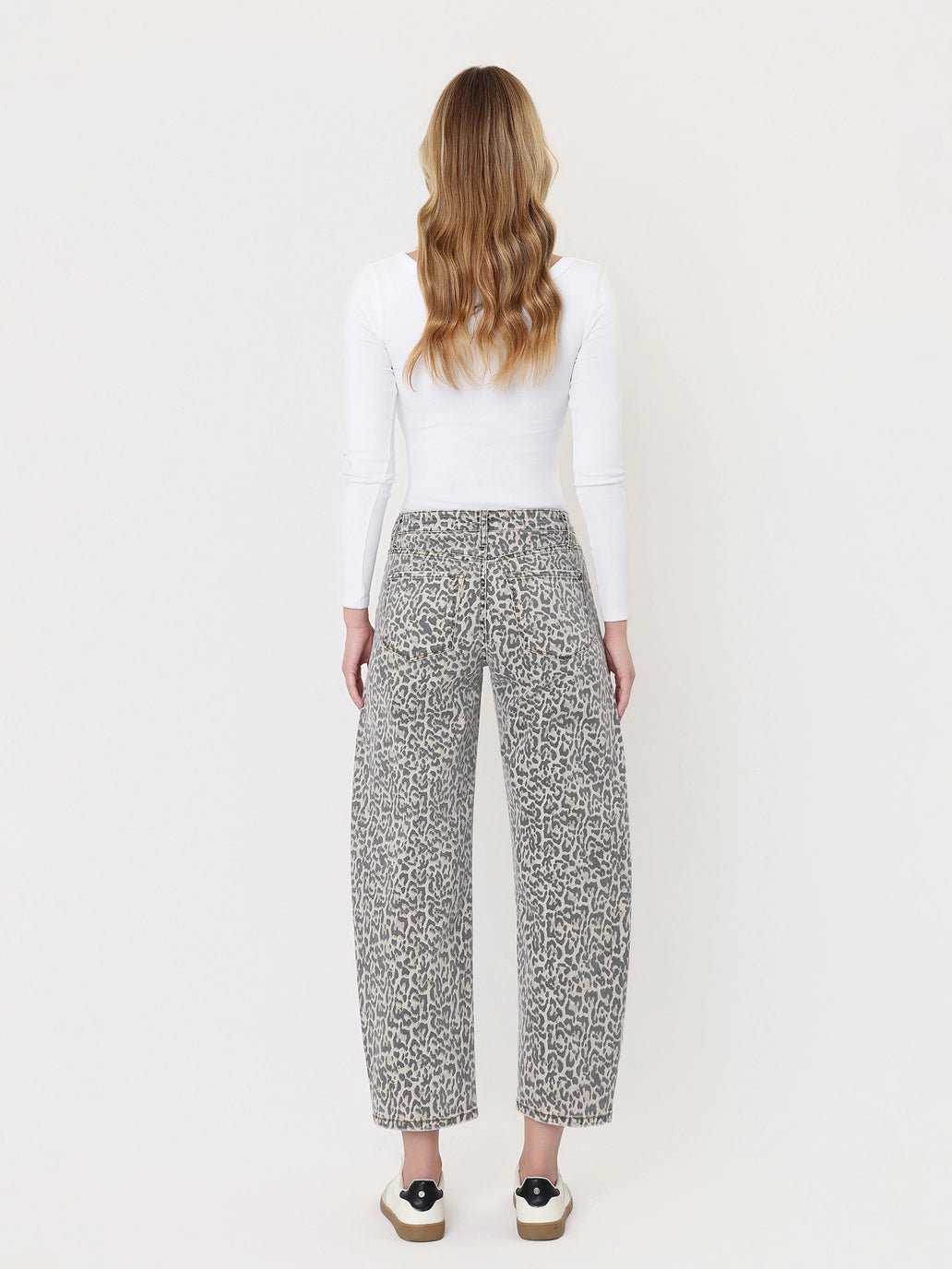 Lovervet High Rise Leopard Print Utility Barrel Jeans