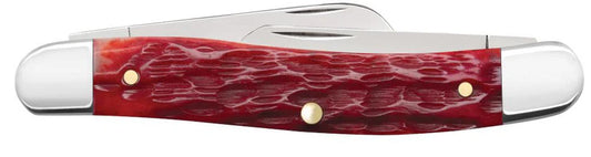 Case Peach Seed Jig Dark Red Bone Carbon Steel Medium Stockman