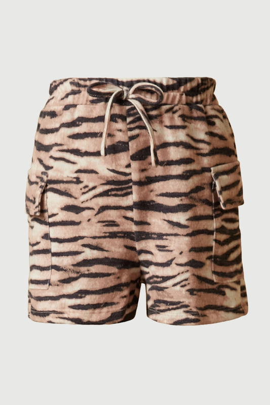 Smithsonian Tiger Print Patch Pocket Knit Shorts