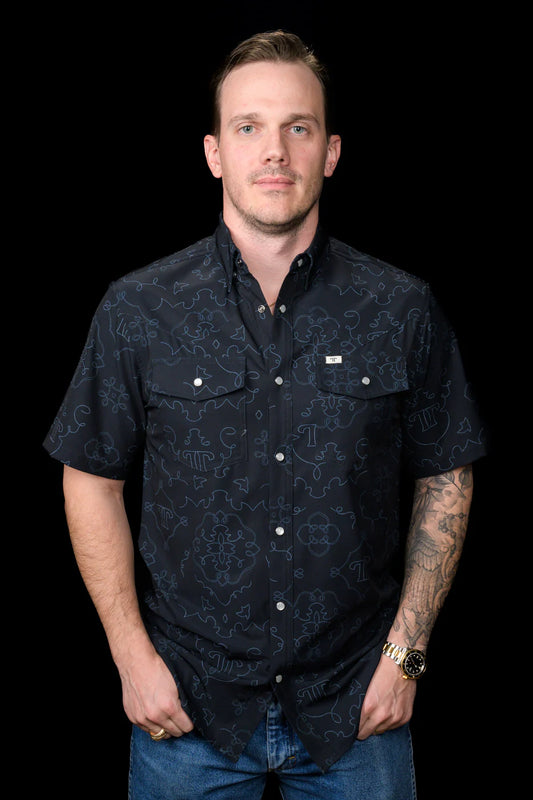Ferrell The Carson Short Sleeve Snap Shirt in Black