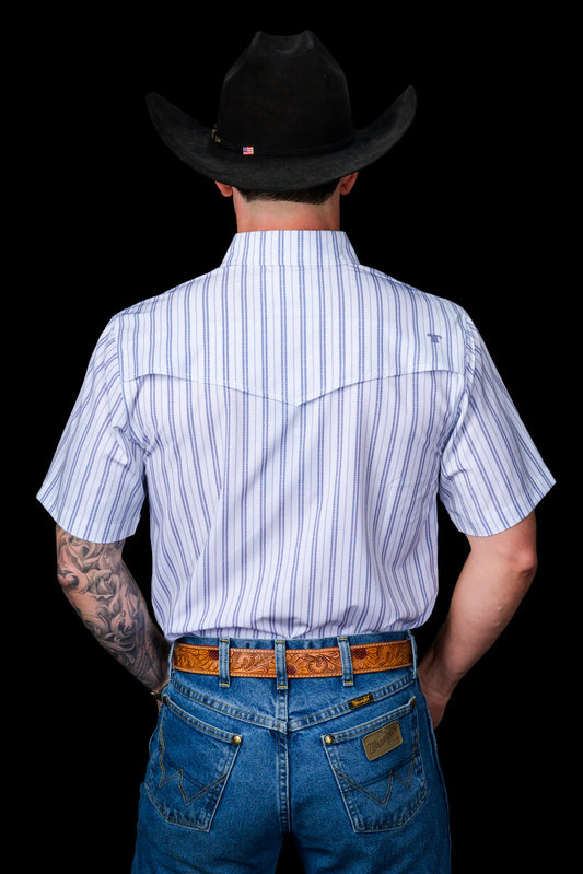 Ferrell The Jack Short Sleeve Pearl Snap Shirt in Blue