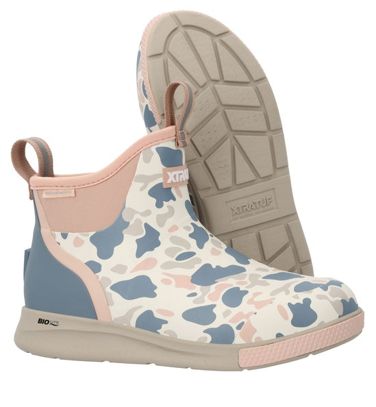 XTRATUF Women's Ankle Deck Boot Sport in Ivory Duck Camo