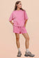 Mineral Washed Casual Knit Top & Shorts Set in Pink